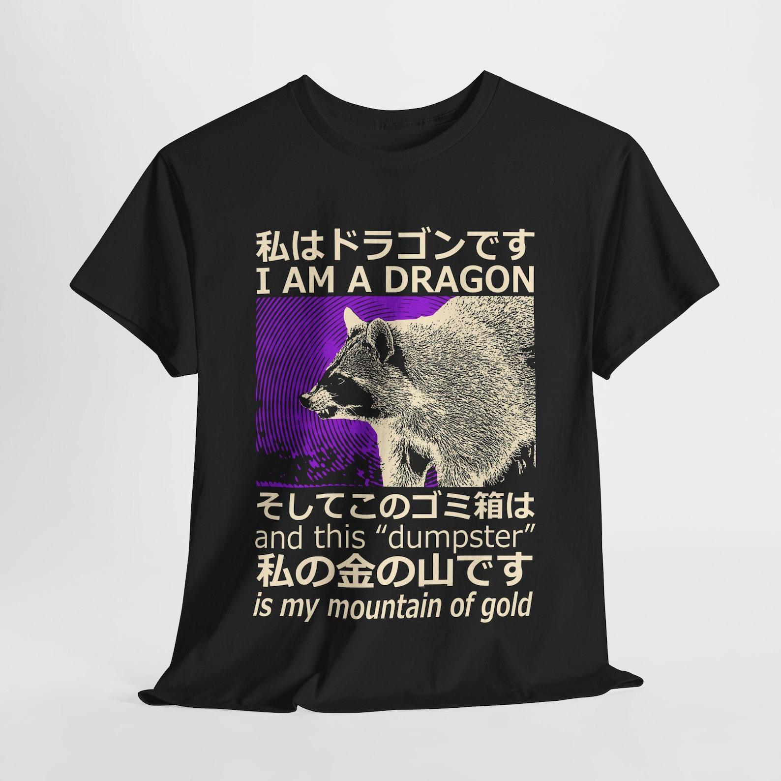 I am a Dragon Raccoon Purple Vintage Japanese T-Shirt 3XL