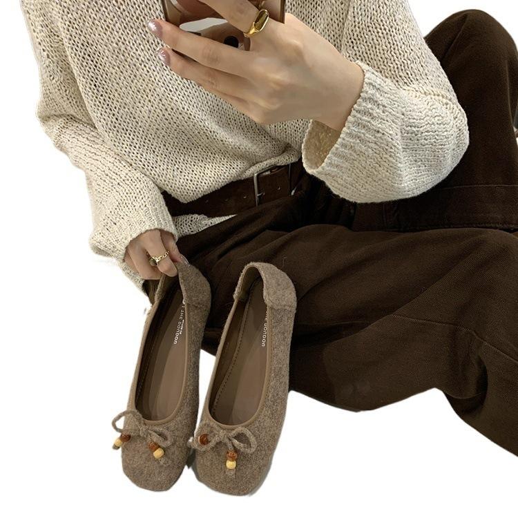 THEDOUDOU soft sole evening gentle Doudou single shoes women's 2025 ballet shoes grandma with skirt ladyshoes tide