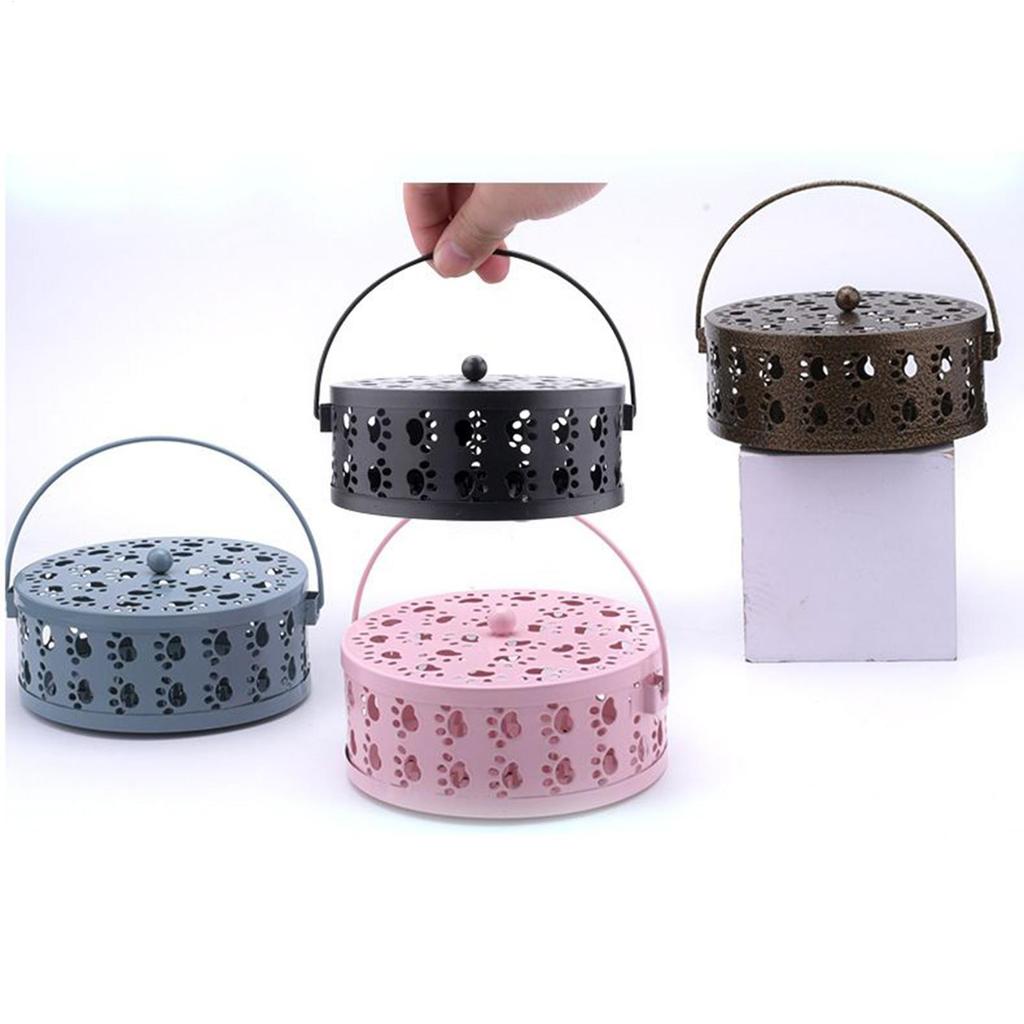 Incense Ash Catcher Portable Round Retro Incense Holder Heat-Resistant Stand With Cat Claw Cutout Tray For Yoga Meditation Spa