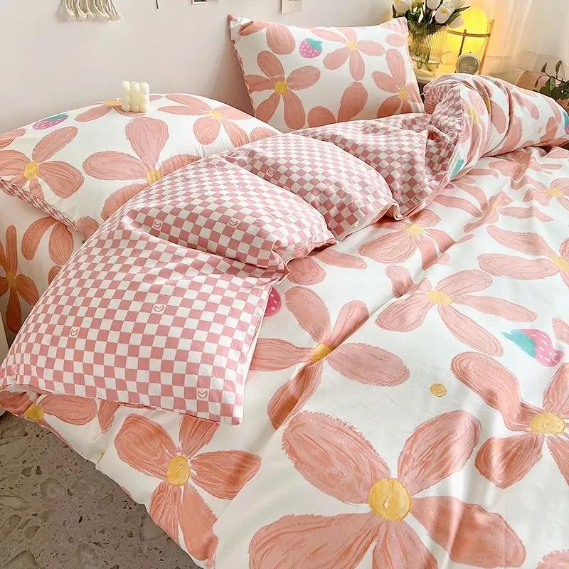 Floral Bed Duvet Covers Pastoral Four Seasons Polyester Quilt Cover King Queen Size Bedroom Bedding Luxury Home Textile Cozy