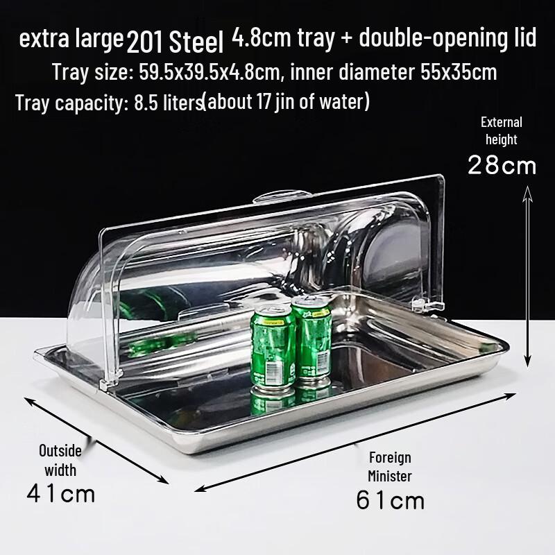 Resin Food-Grade Buffet Display Tray with Double-Opening Lid