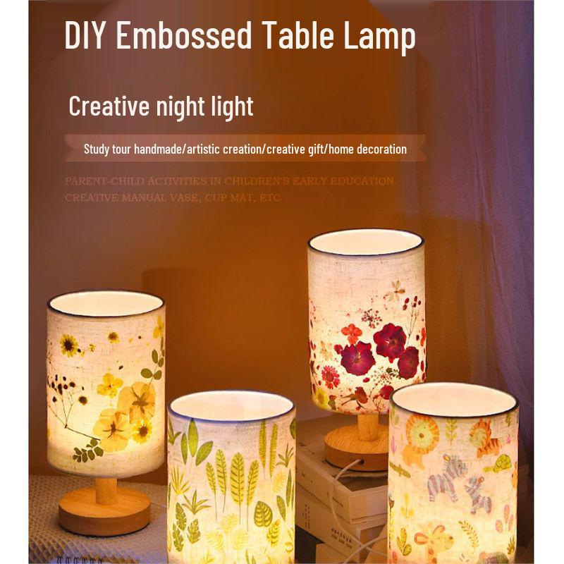 

DIY Handmade Embossed Table Lamp Kit with Dried Flowers for Creative Night Light