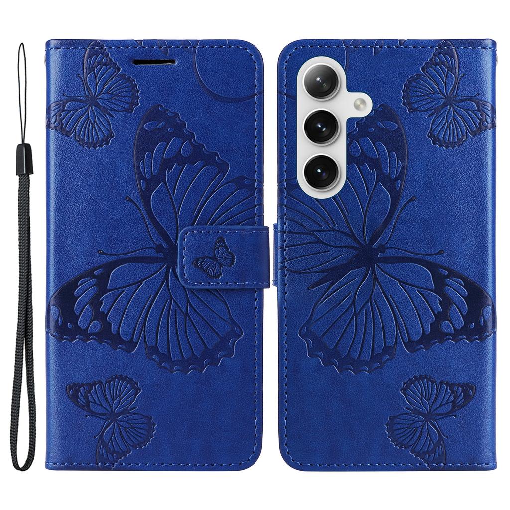 For Samsung Galaxy S25/S24 Wallet Case Floral Butterfly Imprinted Leather Phone Cover Stand
