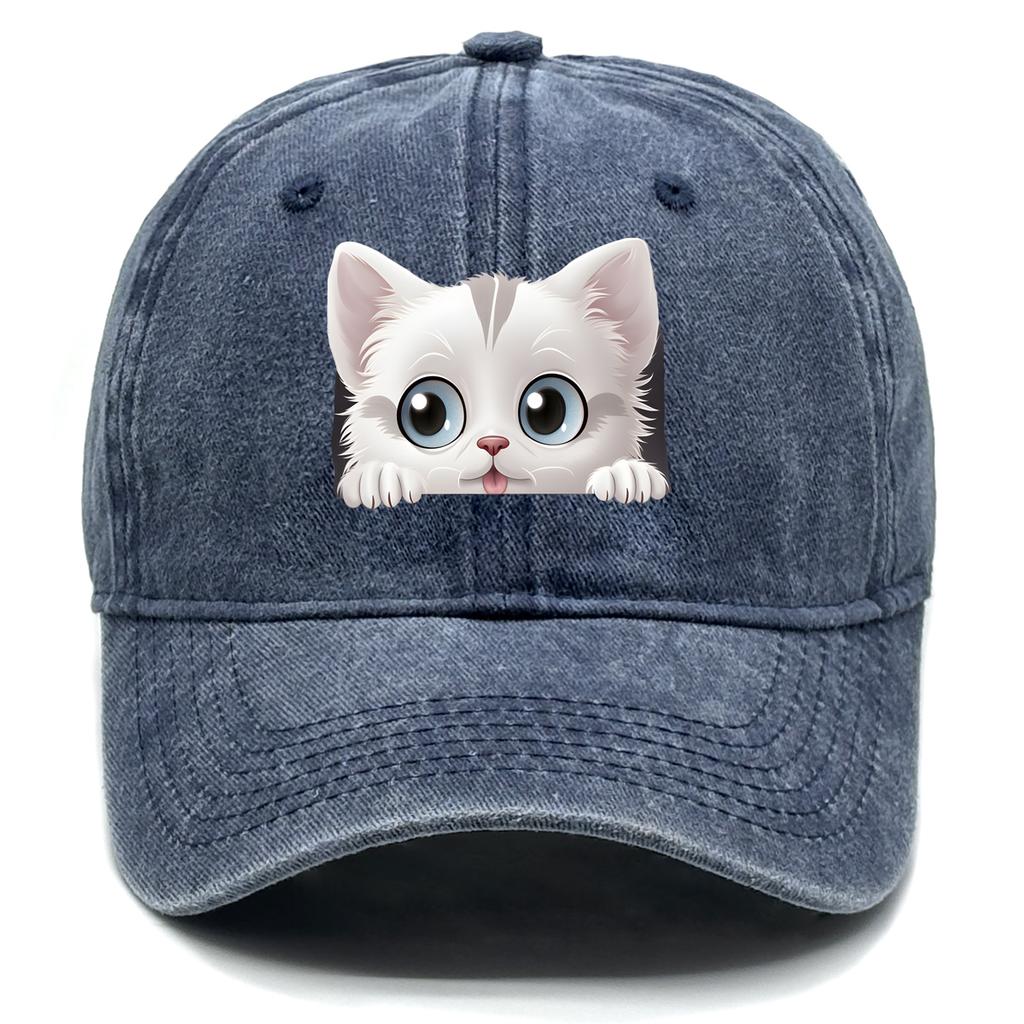 Cute Cat Print Snapback Sun Hat Cat Avatar Woman's Cap Cozy Adjustable Strap Baseball Hat Perfect For Outdoor Accessory