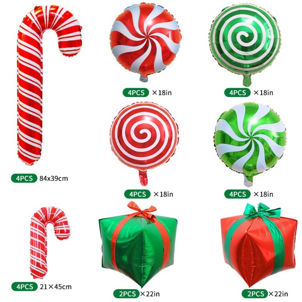28/40Pcs Christmas Decoration Aluminum Foil Balloons Xmas Gifts 4D Inflatable Balloons Canes Candies Cute Xmas Party Ornaments