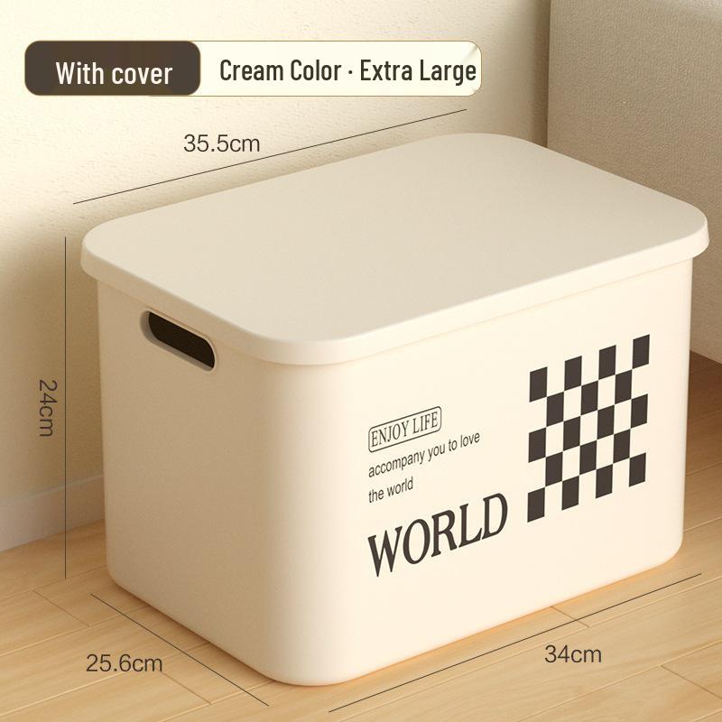 Rectangular Plastic Storage Box with Lid - Home Organizer for Snacks and Sundries