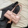 Women Simple Underarm Bag PU Leather Bowknot Handbag for Outdoor Travel (Pink)