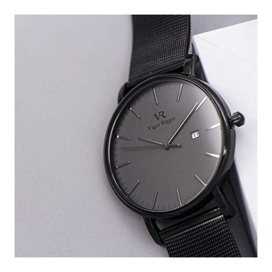 [BUREI] Men's Stylish Simple Popular Waterproof Analog Arm Watch Brand Business Thin Quartz Black Gray Men's Watch