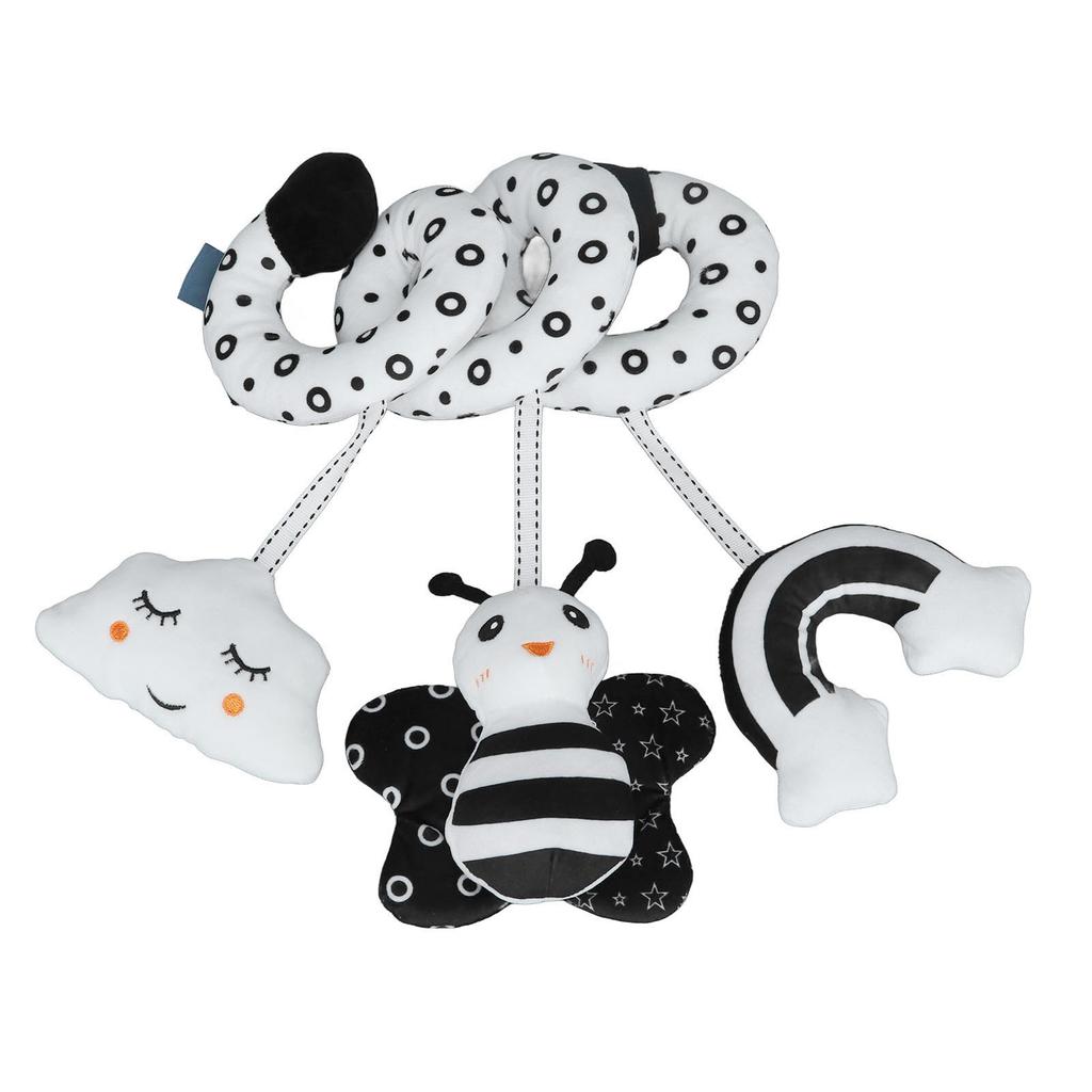 Baby Cute Cartoon Animal Spiral Plush Toy Newborn Black White Car Seat Stroller Hanging Rattles Toy Type 1