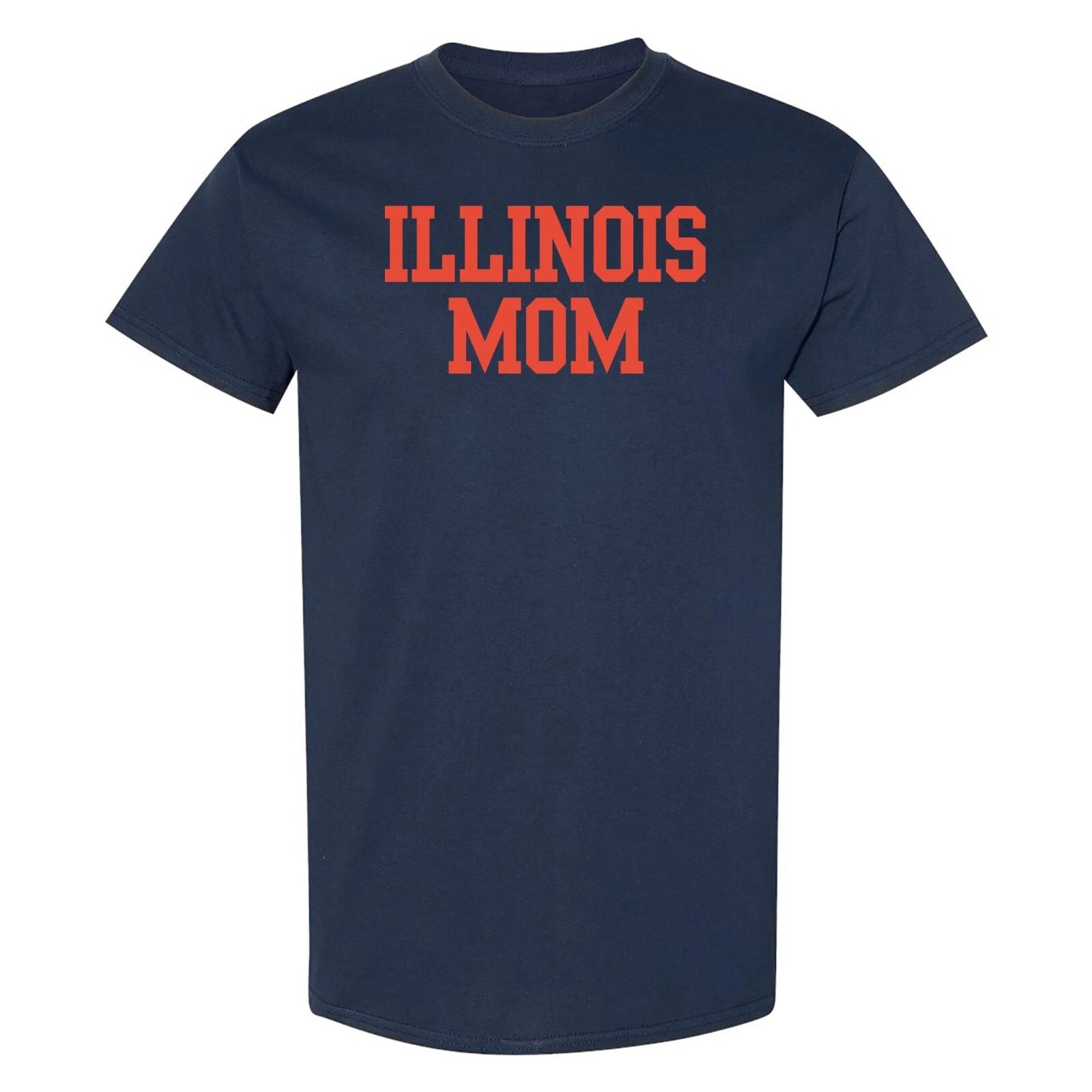 Illinois Fighting Illini Basic Block Mom T Shirt - Navy S