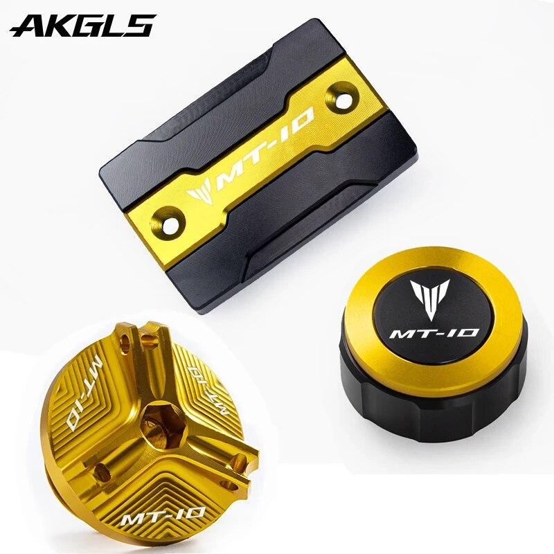 For Yamaha MT10 MT 10 MT-10 2015- 2018  Motorcycle front and rear brake fluid tank cap + fuel filler cap Accessories