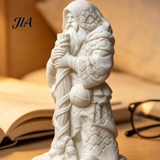 3D Printed Desk Decor Beggar Monk Figurine, DIY Unpainted White Statue, Vintage Chinese Style Home Accents Wandering Elder Sculpture, Creative Decor,