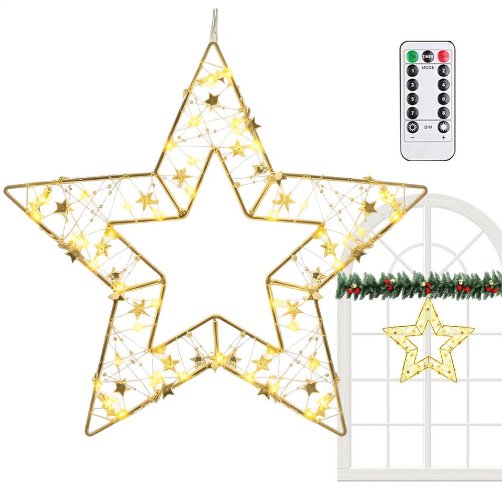 Christmas Lights For Window 8 Modes Festive Decorations Star Fairy Lights With Timer For Home Living Room Front Door Holiday
