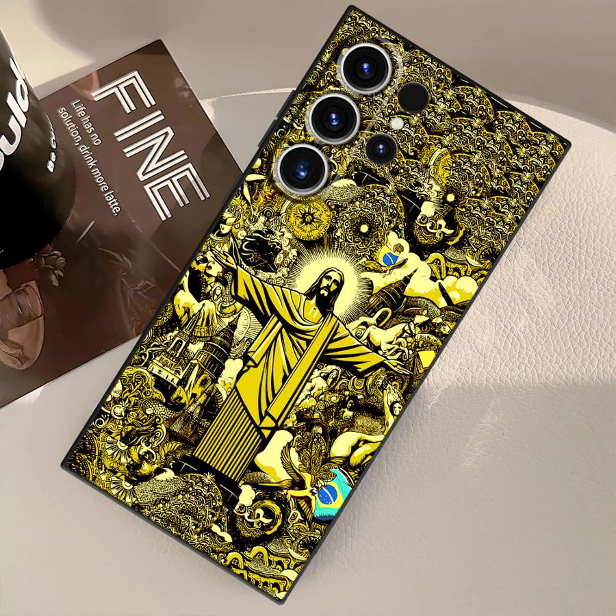 Case for Samsung Galaxy S21 S23+ S23 FE S24+ S20 Note 20 10 Plus S25+ S25 Ultra S22 S24 Black Soft Phone Cover Jesus