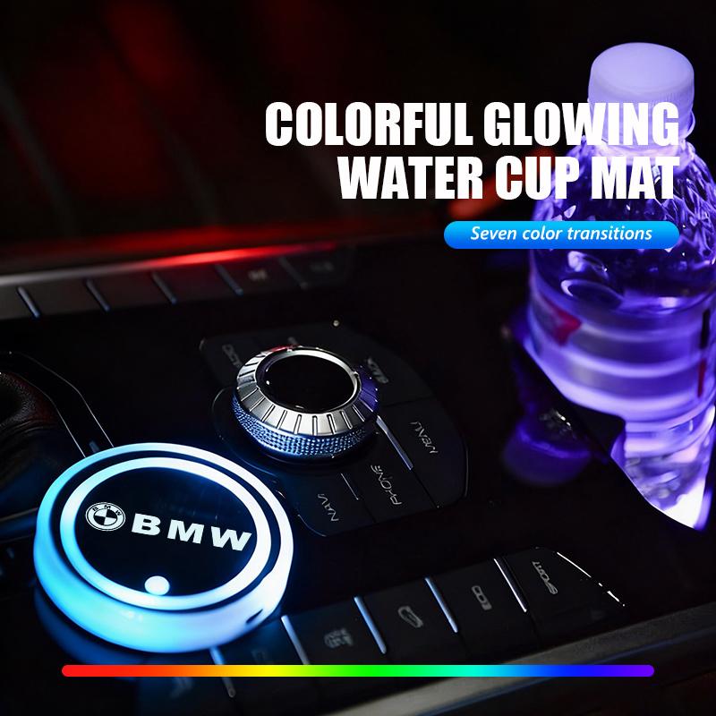 Car Cup Holder Anti Slip Pad USB Charging Lighting Glowing Coaster For BMW M3 M5 X3 E93 F10 F20 F30 F40 F15 F25 F26 F31 F49 F86