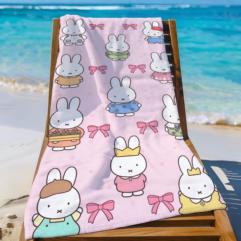 Cute M-Miffy-S Rabbit Kawaii Towel Sports Quick Dry Travel Camping Gear Sandproof Soft Light Large Beach Towel