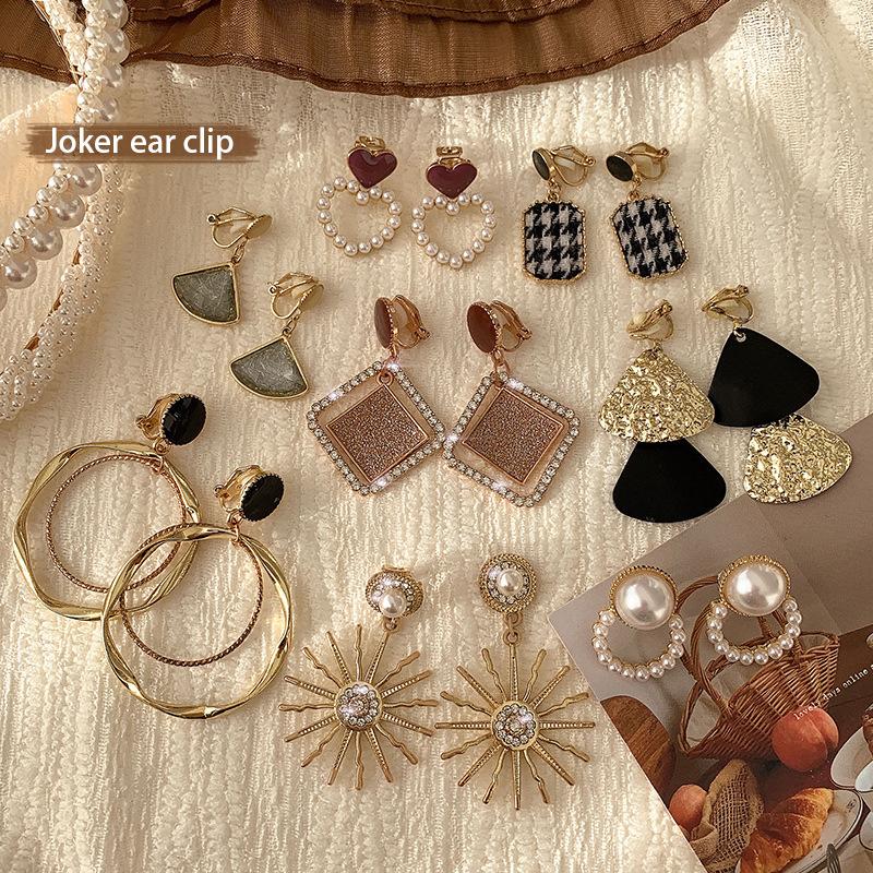 Enkle og øreløse dame øreklips, High-end følelse, Nisjedesignfølelse, Perleøredobber Smykker, Allsidige temperamentøredobber