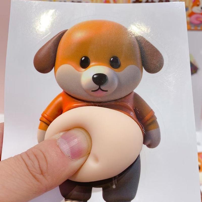 1/5Pcs 3D Cute Puppy Sticker Squeezeable Shiba Inu Sticker Refrigerator Wall Decoration Silicone Self-Adhesive Sticker