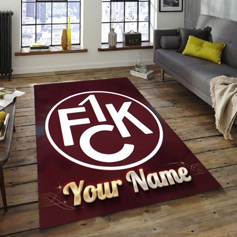 1.FC Kaiserslautern Design Area Rug Personalized Name- Non-Slip, Soft & Cozy Floor Mat for Living Room, Office - Indoor/Outdoor Carpet