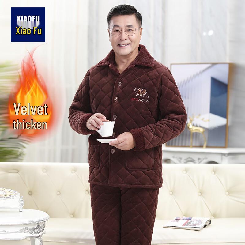 

Мужская утолщенная бархатная зимняя термопижама 3XL