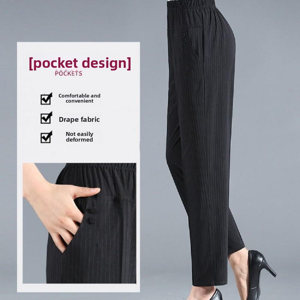 Plus Size Autumn Spring Women Trousers Oversize Elastic High Waist Loose Casual Pants Middle-aged Female Stretch Pants