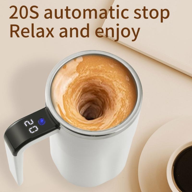Stirring Mug 380ml Electric with LED Temperature Display Type C Fast Charging Auto Stirring Timer Coffee Cup Gift