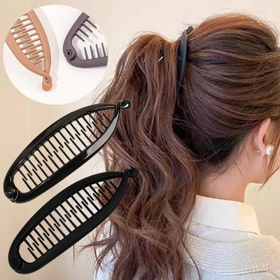 Matte Fish Shaped Hairpin Simple Twist Clamp Barrettes Headdress Ponytail Banana Hair Clip  Girls