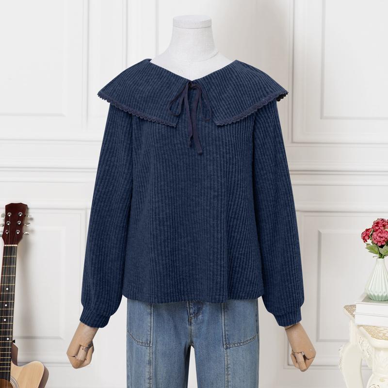 

ZANZEA Women Casual Round Neck Loose Long Sleeve T-Shirts 4XL синій