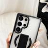 KEYSION Magnetic Phone Case for Samsung Galaxy S23 S24 25 Ultra Translucent Matte Silicone+PC Upright Kickstand Shockproof Back Cover