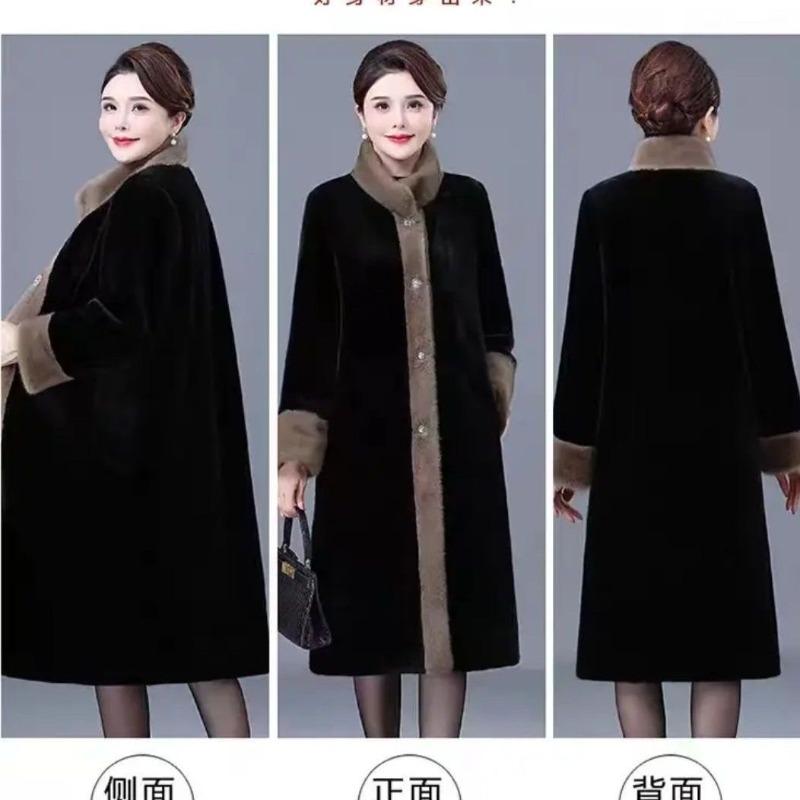 Mom's Winter Thickened Imitation Mink Jacket Long Fashionable and Noble Middle-aged Women's Imitation Fur Coat