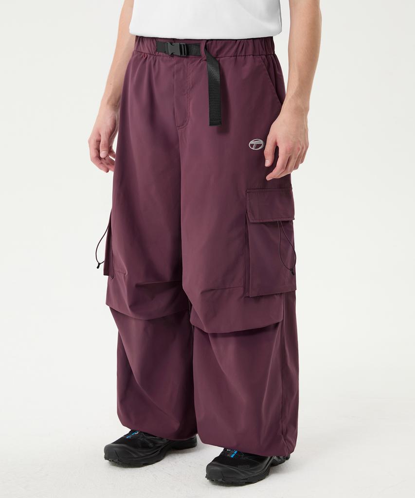 Trillion Utility Belt Multi Knee Tuck Cargo Wide Pants_Magenta