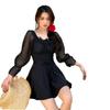 Womens Modest Long Sleeve One-Piece Swimsuit High Waist Tummy Control Plus Size Swimwear Pool Beach Spa