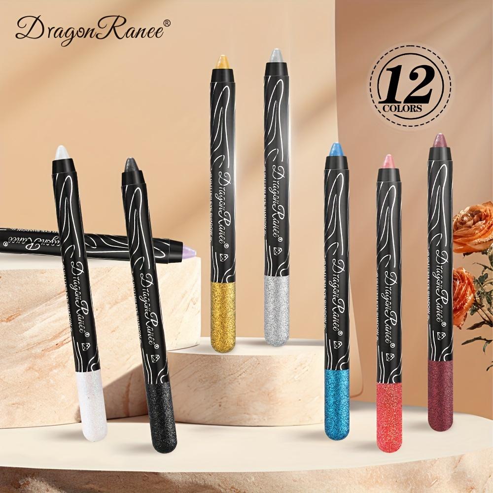 12-Color Eyeshadow Pencil Vibrant Matte Metallic and Shimmery Effects Creamy Waterproof Formula Eyeshadow Stick Long-Lasting Smudge-Proof Makeup