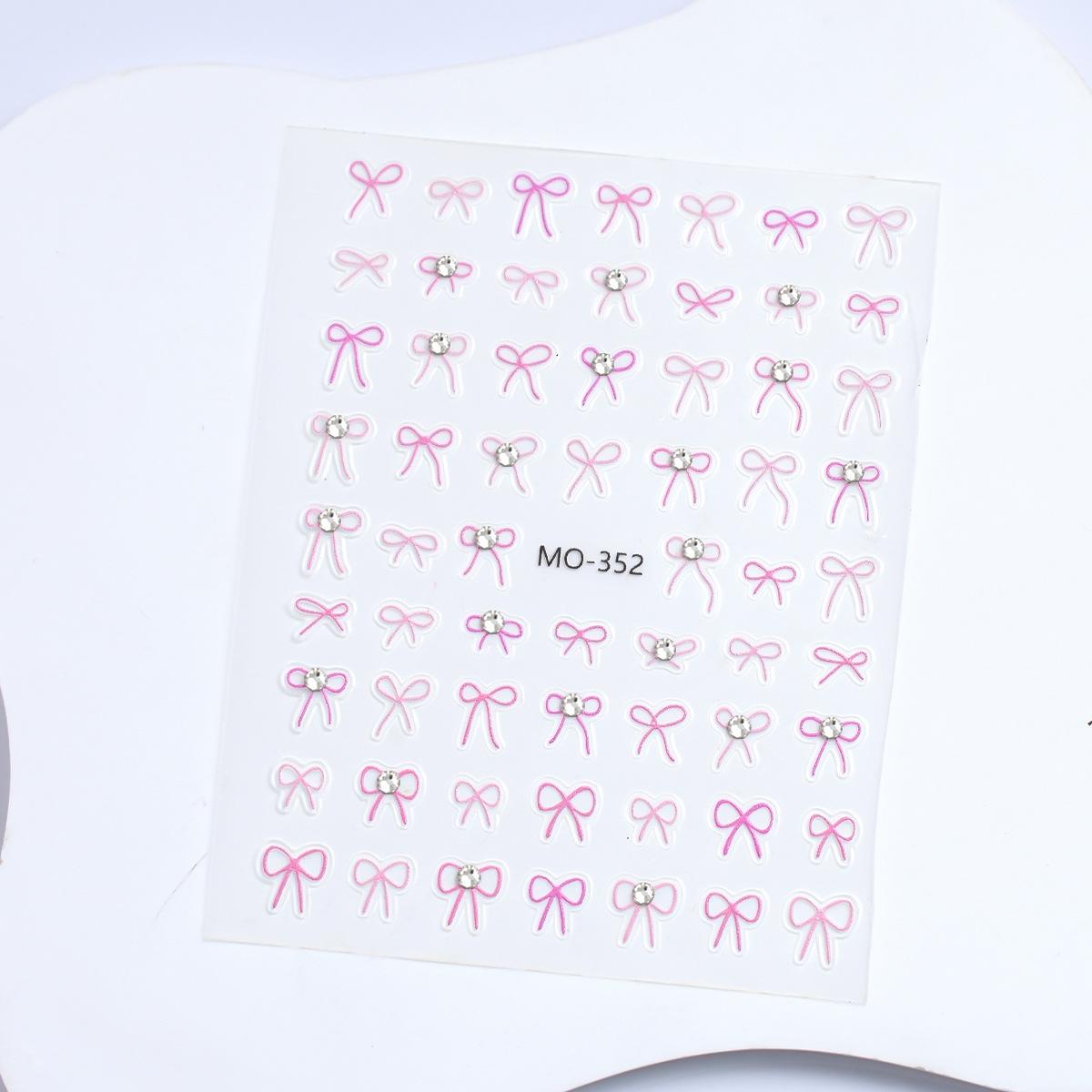 Crystal Diamond 3D Bow Nail Art Stickers - Colorful & Embossed Decals