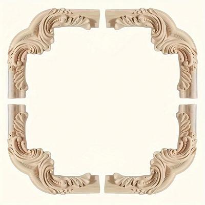 4 stücke Dekorative Holz Geschnitzt Ecke Onlays Appliques Für Möbel Tür Schrank