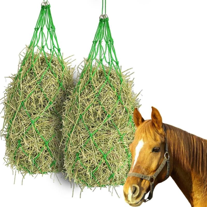 2 Stück Großes langsames Futterheu-Netz für Pferde 40 Zoll Löcher Fördert natürliches Weideverhalten