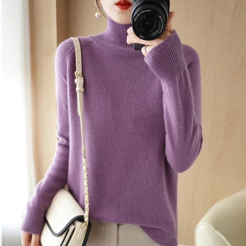 Stand-up Collar Sweater Women's Autumn And Winter Thick Section Korean Women's Solid Color Pullover Loose Knitted Long-sleeved Bottoming