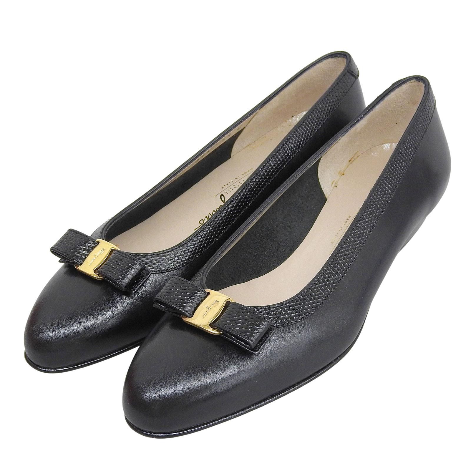 Excellent Salvatore Ferragamo pumps BABY black leather Women 5.5 Used