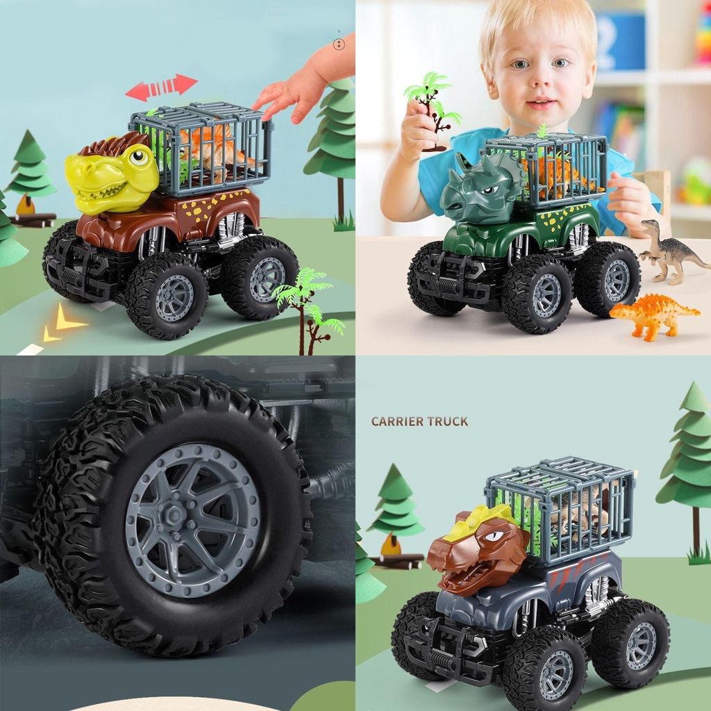 Sensory Engaging Dinosaur Truck Toy Set With Triceratops And Tyrannosaurus Figure