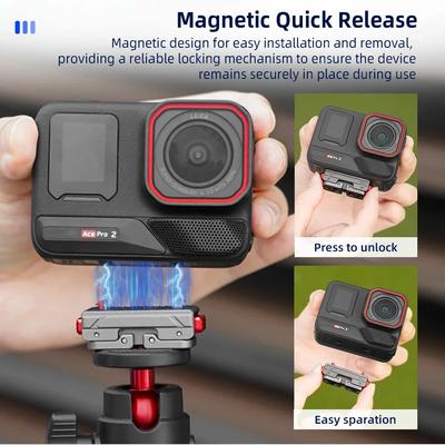 Flymile Adapterbasis für Insta360 X5/X4/Ace Pro 2 Kamera Metall-Verlängerungshalterung Schnellverschluss Stativadapter Montageplatte Basis