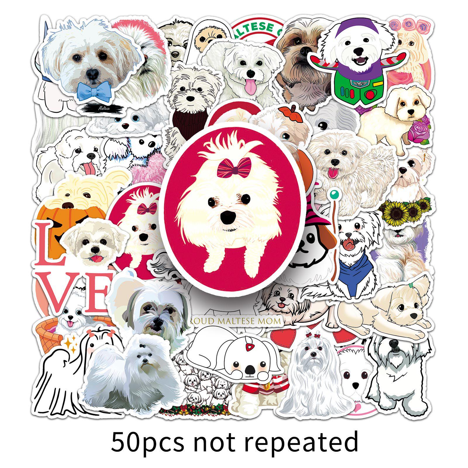 50 Maltese Puppy Stickers: Cute Animal Graffiti for Journals & Tablets