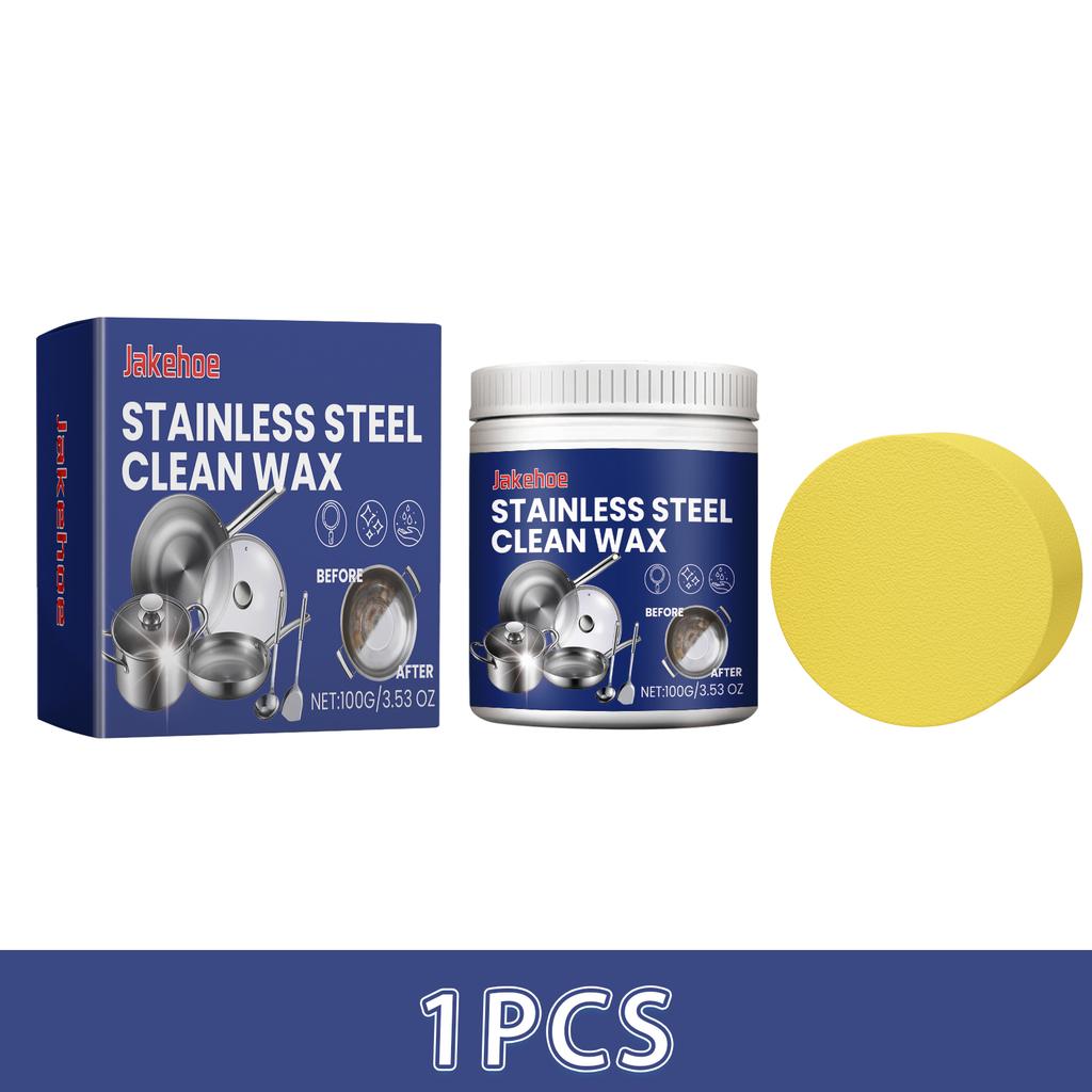 Crema Detergente per Utensili da Cucina in Acciaio Inossidabile Rimozione Ruggine Pentole Crema Lucidante per Alluminio Cromo Macchie Sporco Pulitore Spugna Pennello 100G