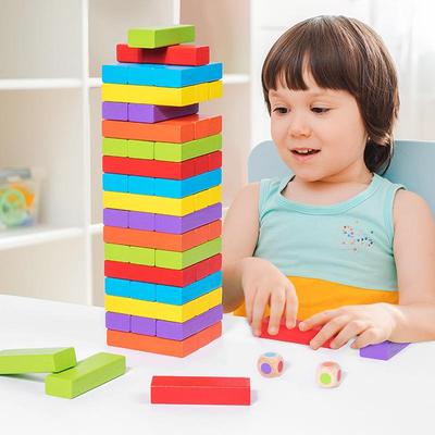 48-Piece Colorful Jenga Blocks - Wooden Pull-Out Table Game