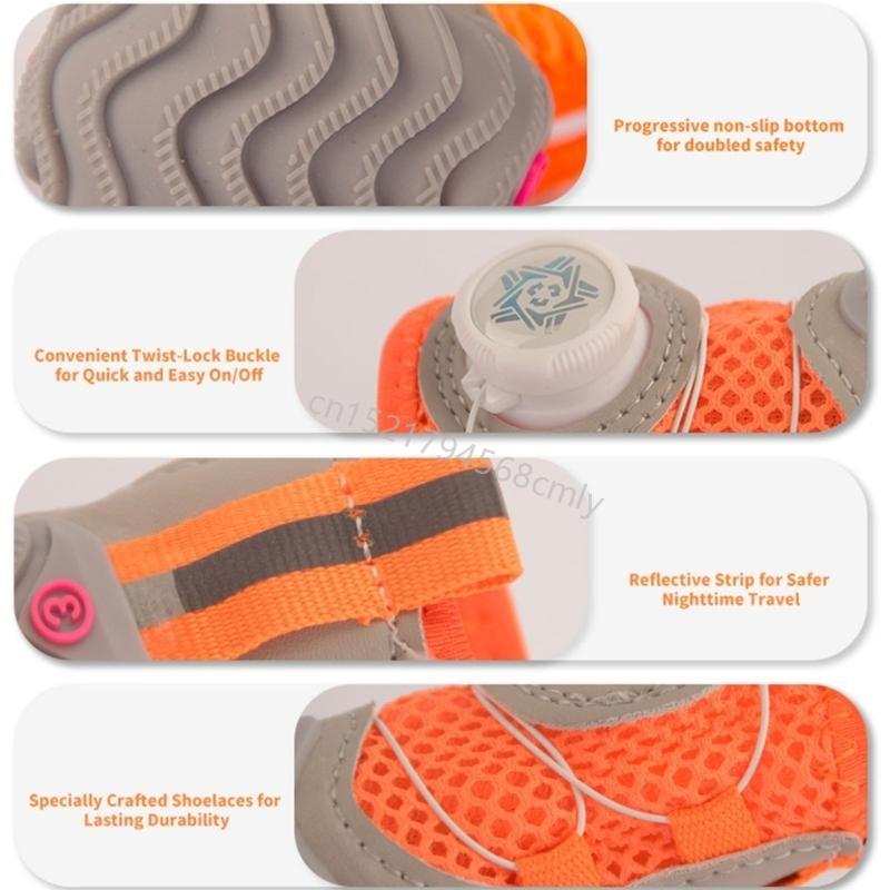 2 buc Plase Reflectorizante Permeabile Pantofi Câine Pantofi Animal de Companie cu Talpă Moale pentru Protecția Animalului de Companie Accesorii pentru Labe Animale de Companie 6XDE