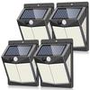[Set of 4] ZEEFO Solar Sensor Lights, 140 LEDs, Outdoor Lighting, Security, Waterproof, Four-Sided Illumination, Single Mode, Automatic OnOff, Solar