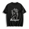 Mroczny Styl Nadruk z Kosiarzem Fajny Modny Codzienny T-shirt z Okrągłym Dekoltem T-shirt z Czystej Bawełny
