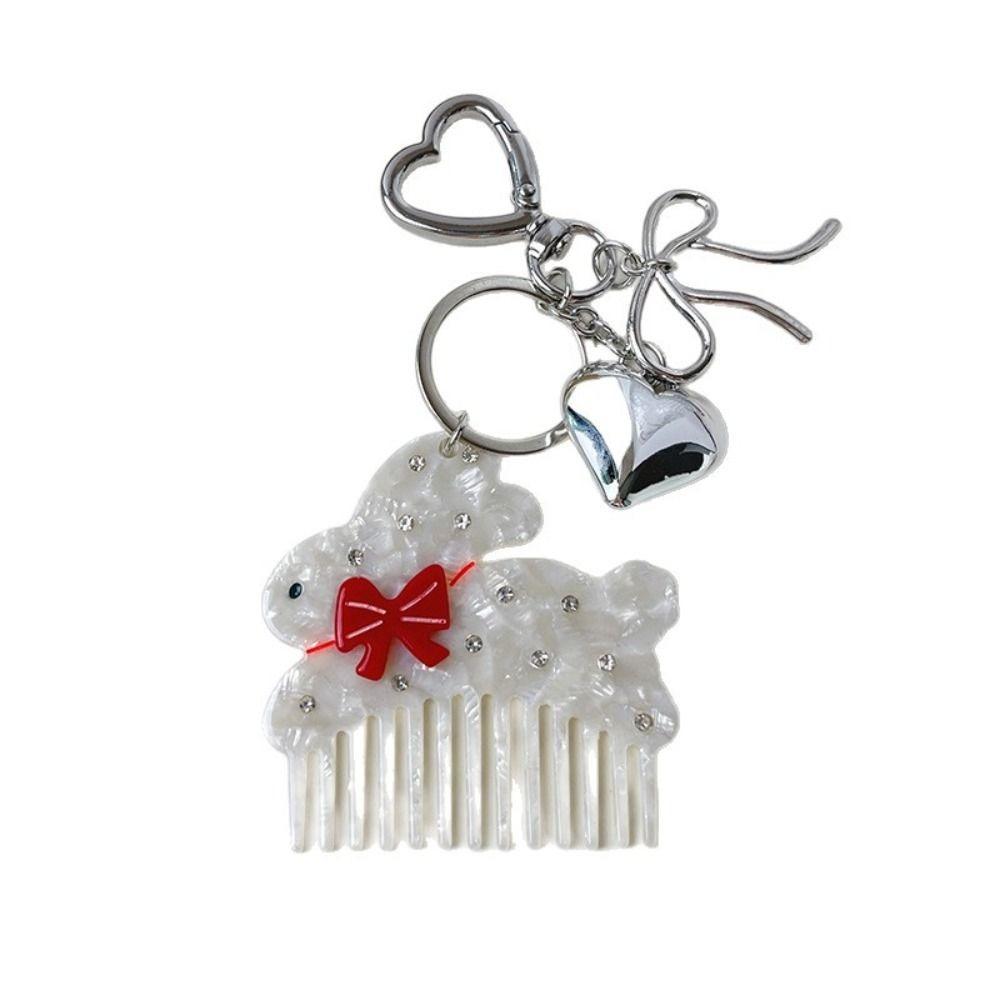 Keyring Acetate Comb Pendant Cute Animals Bag Pendant Kawaii Bow Cat Keychain Gift