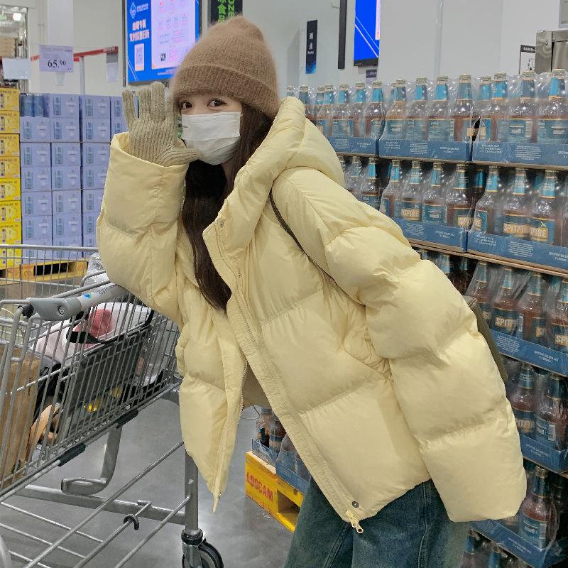 

2024 Женская короткая куртка-пуховик в корейском стиле - зимнее пальто свободного кроя с 90% белого утиного пуха Medium