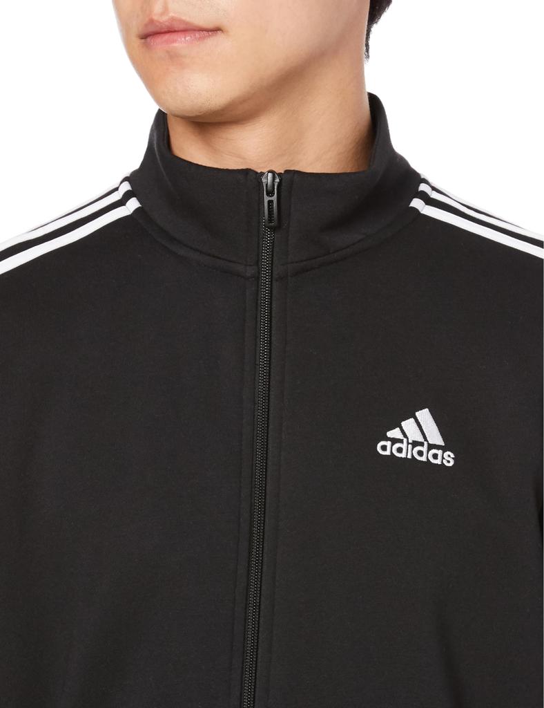 Adidas DTU71 Basic Fleece Tracksuit Black Men's 3-Stripes Set, (IJ6067)