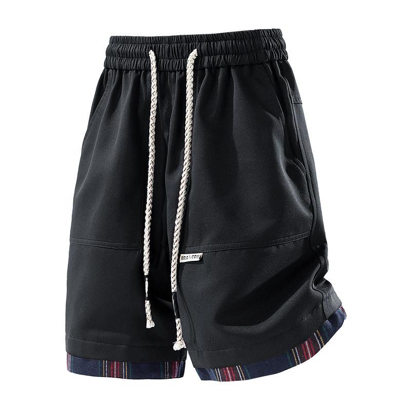 

Summer Cool Shorts Men Fashion Casual Shorts Elastic Waist Cargo Short Pants Male Five-point Bottom XL чорний